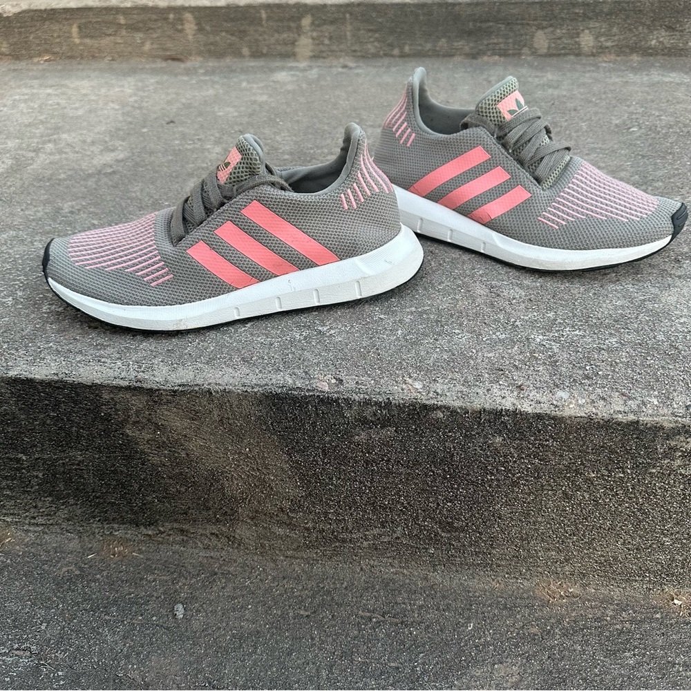 Adidas Grayish Green and Pink Swift Run Shoes